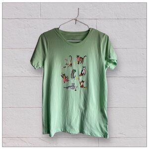 J. Crew Light Green Cat Print Tee tshirt NWT small